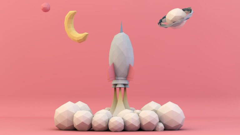 3D Fractal Rocket Taking Off Into Space