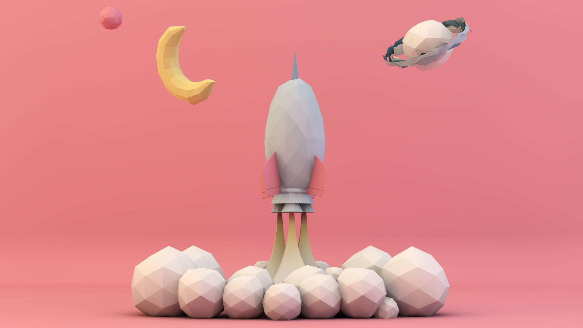 3D Fractal Rocket Taking Off Into Space